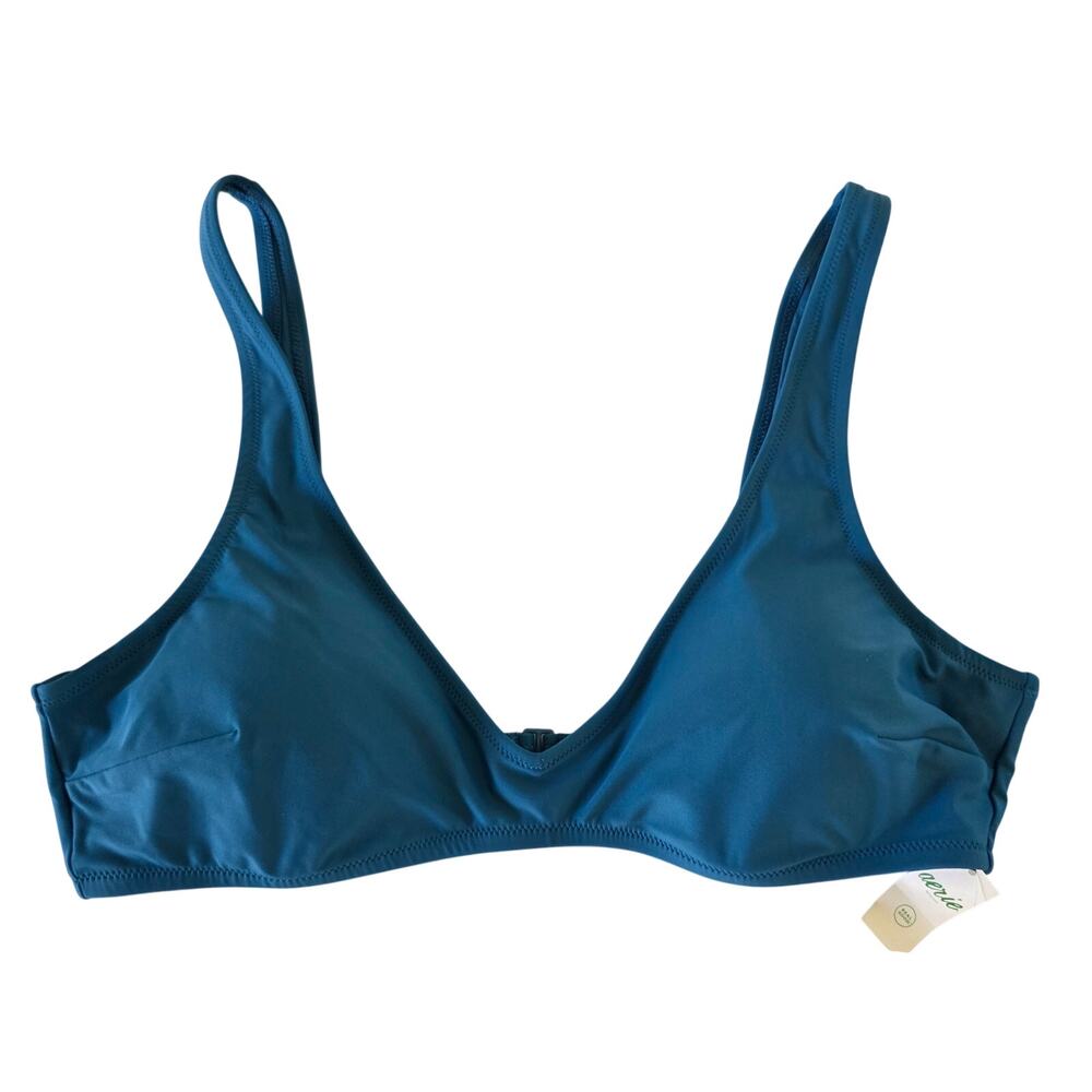Aerie Real Good Triangle Bikini Top Blue Women Size XXL Sustainable Swimwear NEW